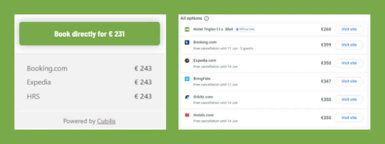 Primer Free Booking Link-a in rate-box okvirčka